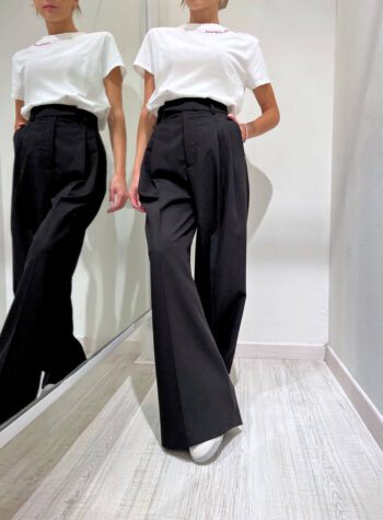 Shop Online Pantalone wide leg nero Vicolo