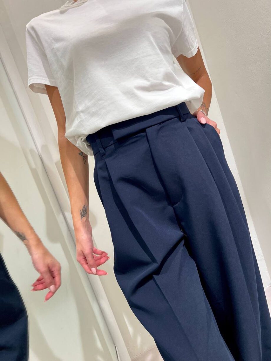 Shop Online Pantalone wide leg blu Vicolo