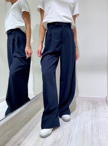 Shop Online Pantalone wide leg blu Vicolo