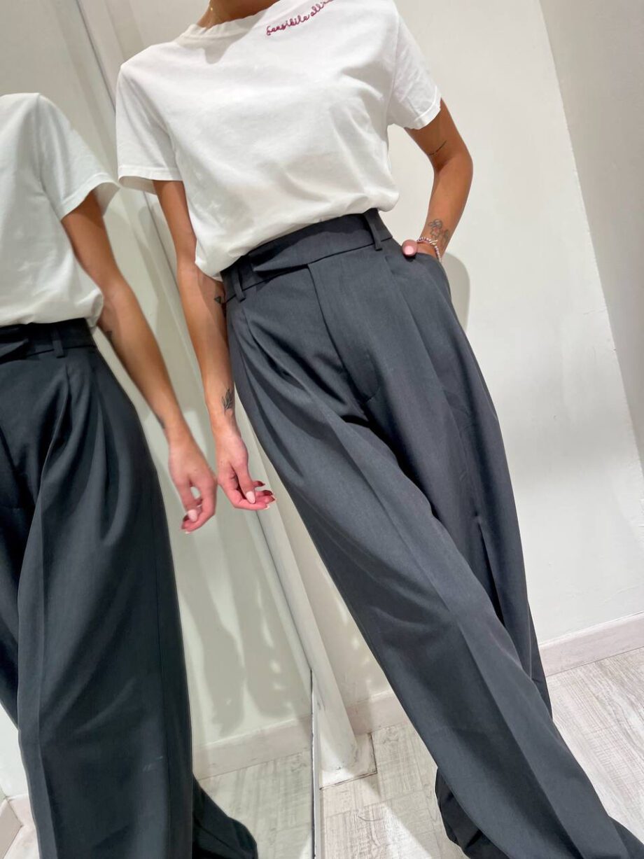 Shop Online Pantalone wide leg grigio Vicolo