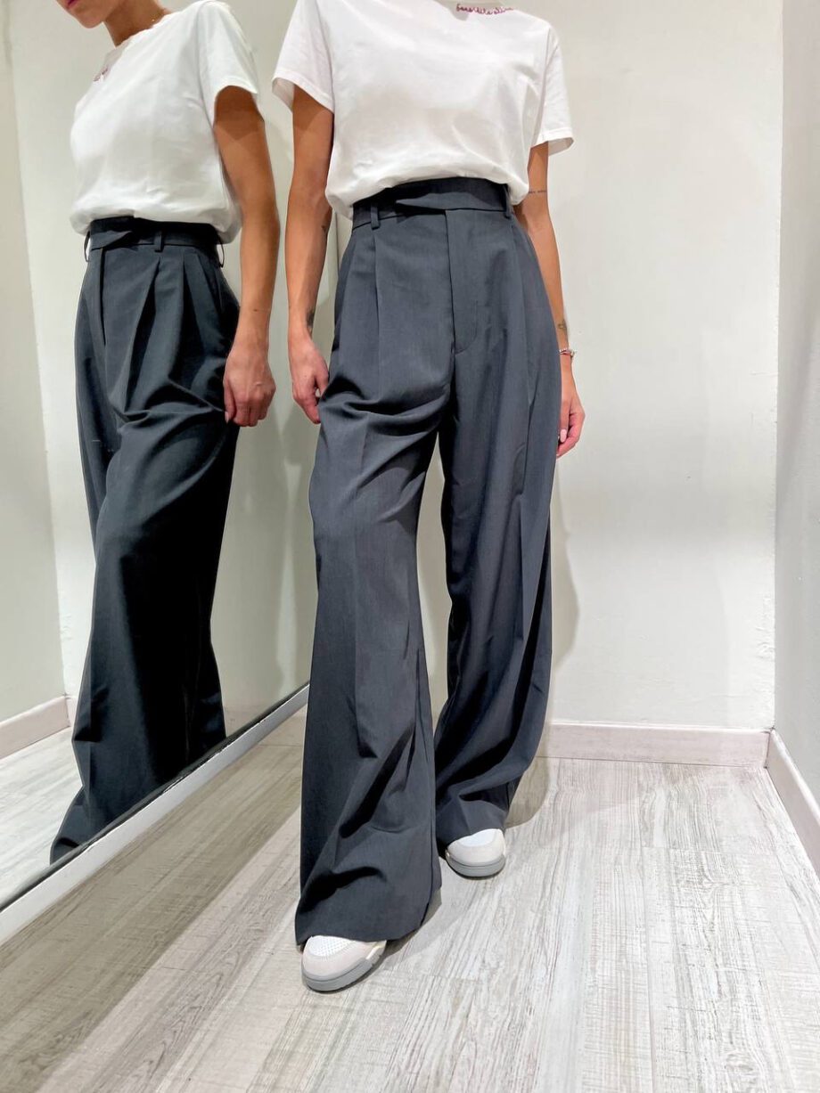 Shop Online Pantalone wide leg grigio Vicolo