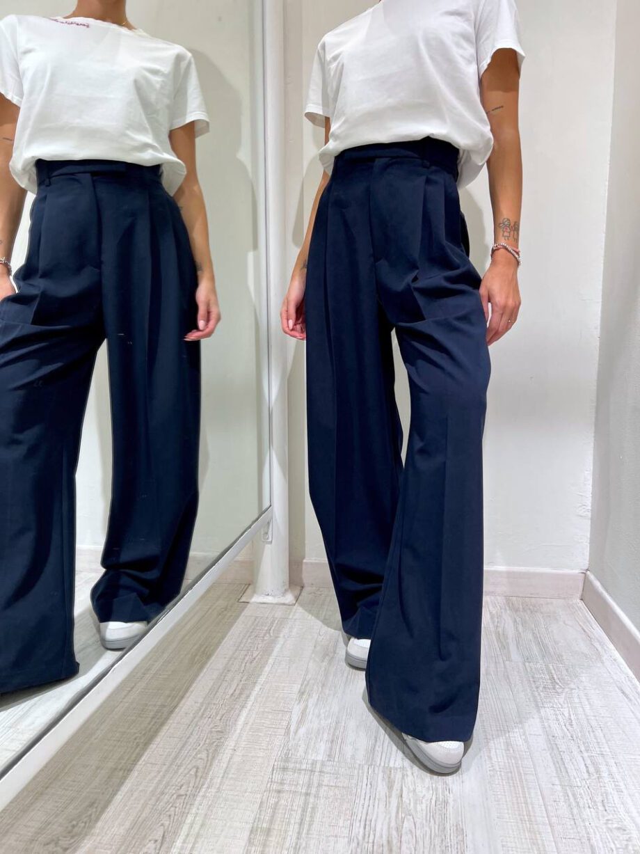 Shop Online Pantalone wide leg blu Vicolo