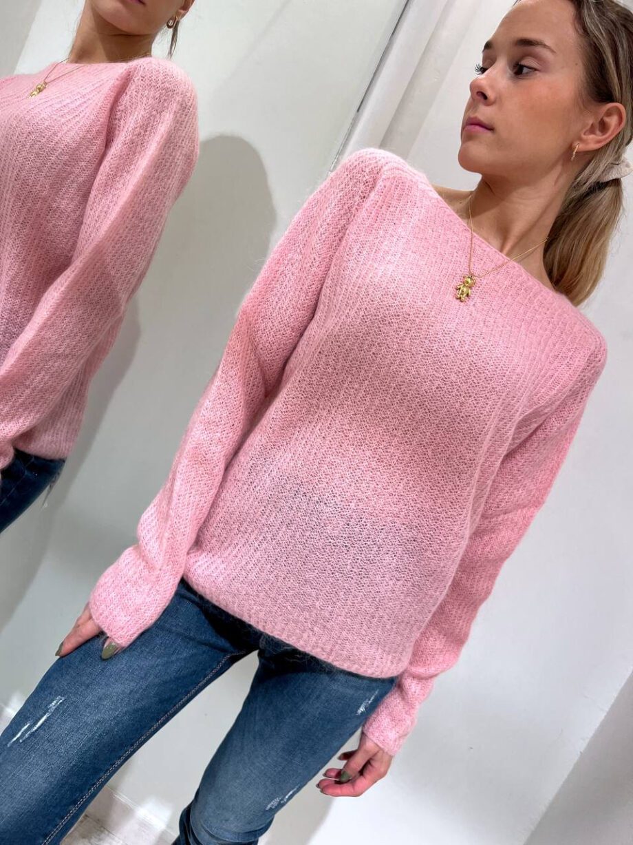 Shop Online Maglioncino girocollo rosa in mohair Kontatto