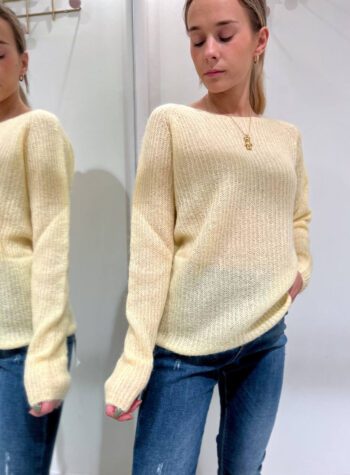 Shop Online Maglioncino girocollo giallo in mohair Kontatto