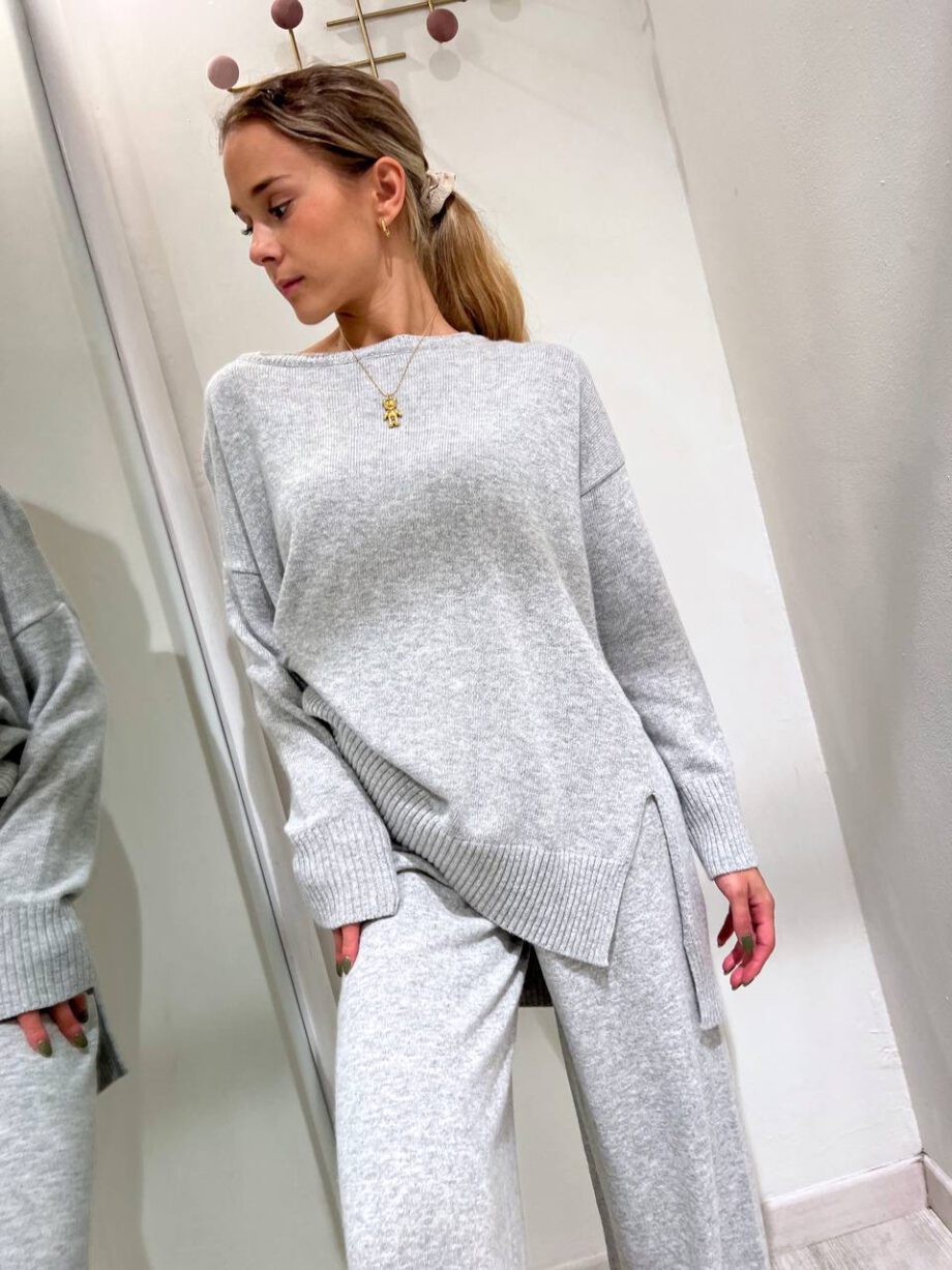 Shop Online Pantalone palazzo in maglia grigio Kontatto