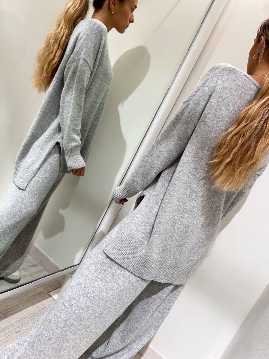 Shop Online Pantalone palazzo in maglia grigio Kontatto