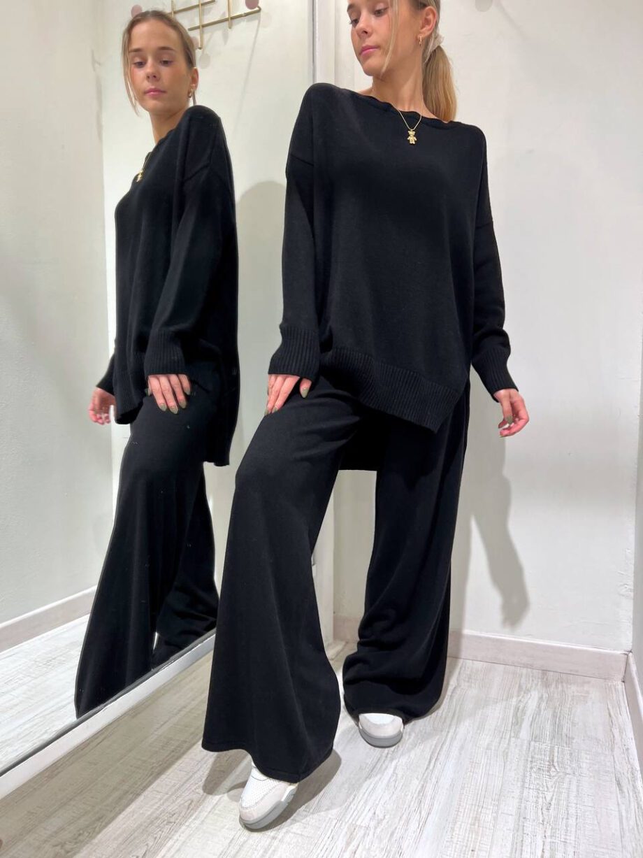 Shop Online Pantalone palazzo in maglia nero Kontatto