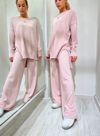 Shop Online Pantalone palazzo in maglia rosa Kontatto