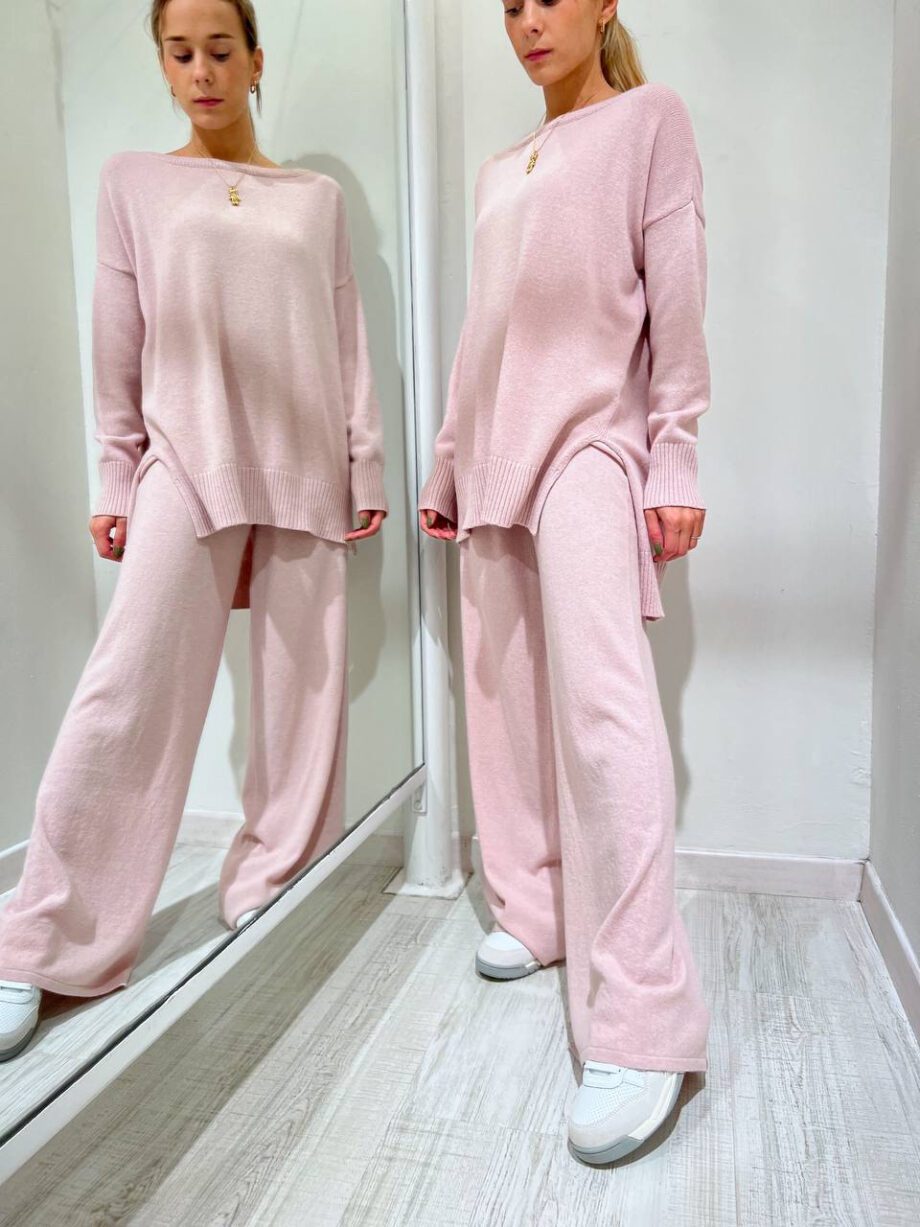 Shop Online Pantalone palazzo in maglia rosa Kontatto