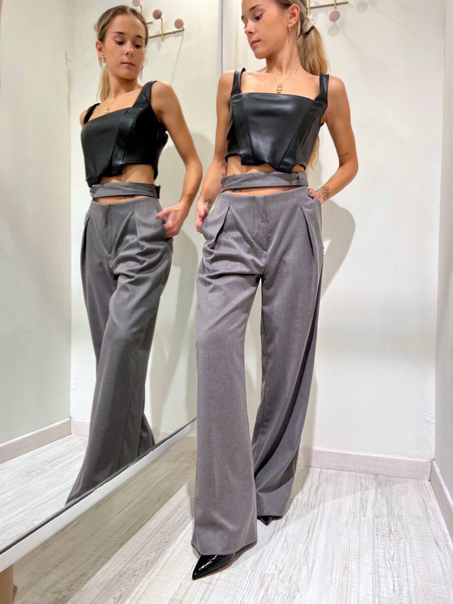 Shop Online Pantalone palazzo grigio cut out Revise