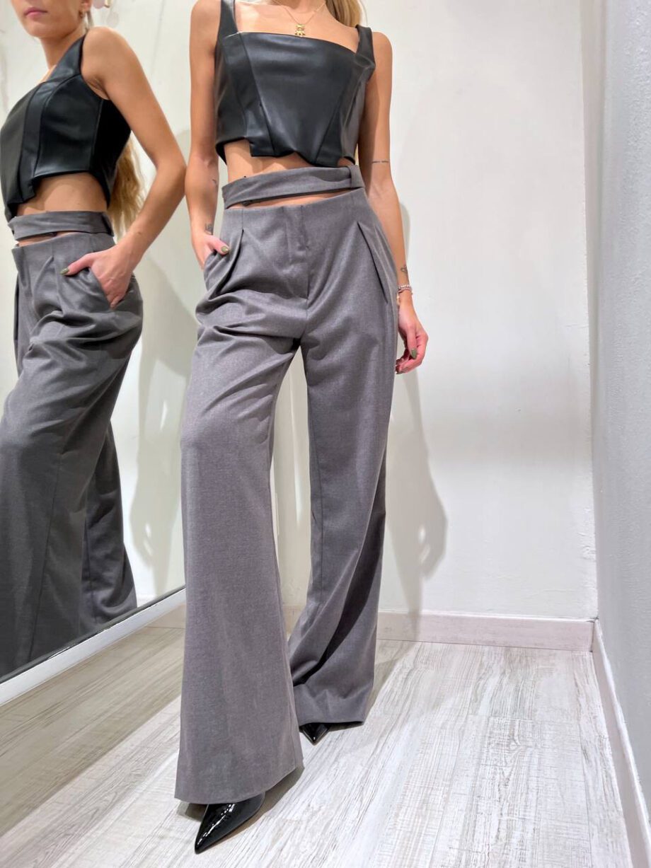 Shop Online Pantalone palazzo grigio cut out Revise