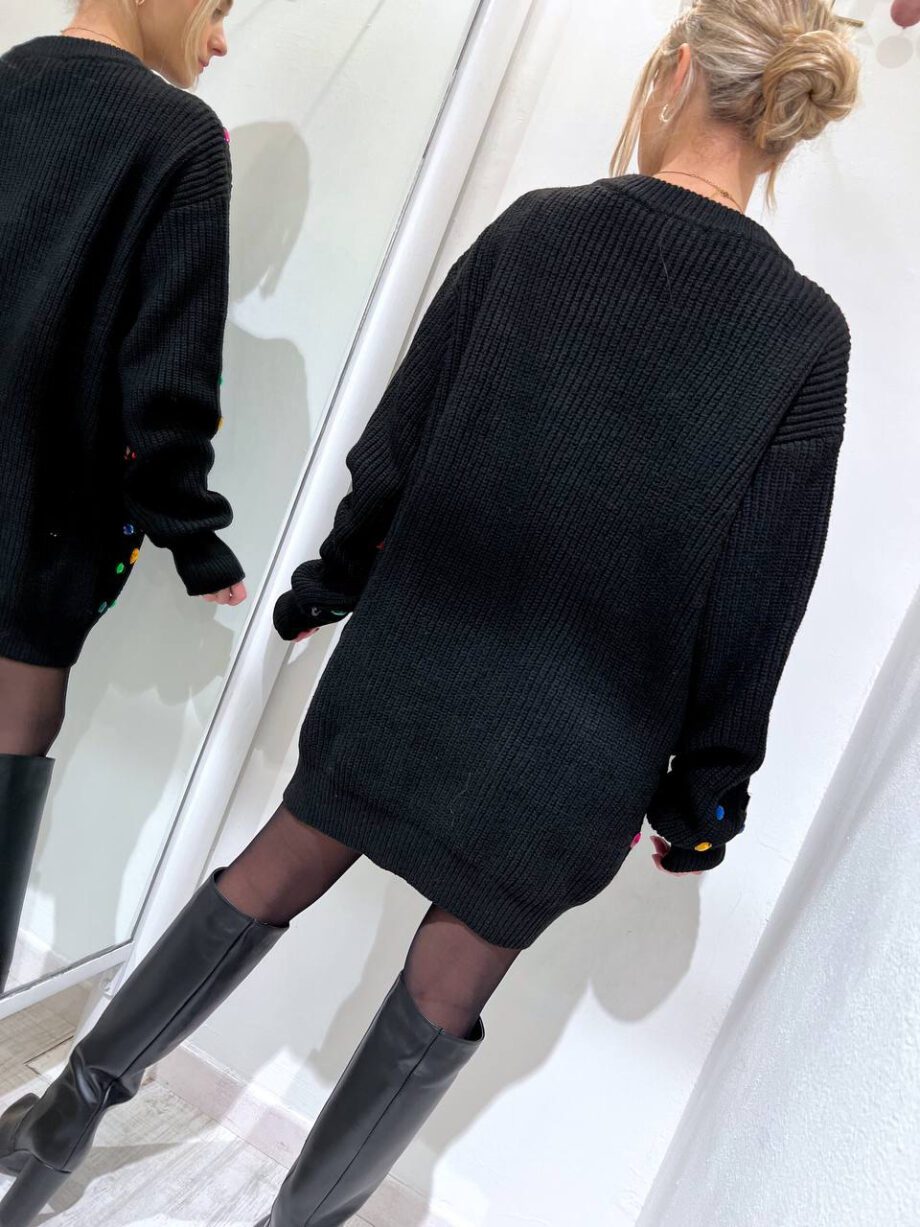 Shop Online Maxi maglia Lainate nera con pietre colorate Odì Odì