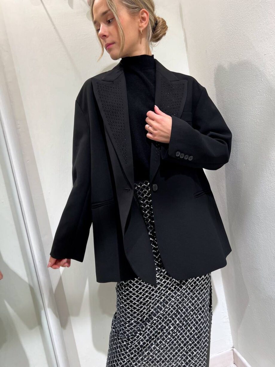 Shop Online Blazer oversize nero con strass Vicolo