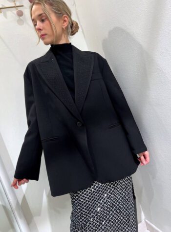 Shop Online Blazer oversize nero con strass Vicolo