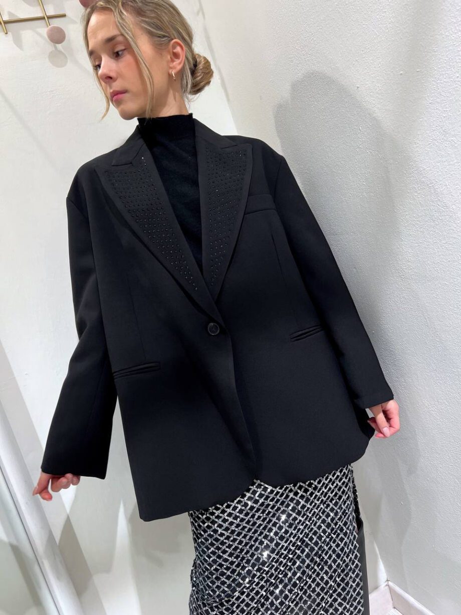 Shop Online Blazer oversize nero con strass Vicolo