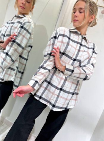 Shop Online Camicia panna quadri rosa e nero Vicolo