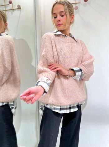 Shop Online Maglione ampio girocollo rosa nude Vicolo