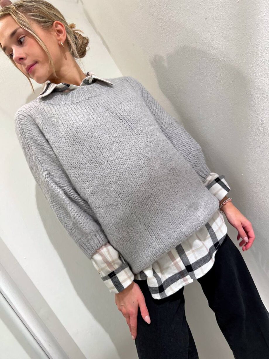 Shop Online Maglione ampio girocollo grigio perla Vicolo