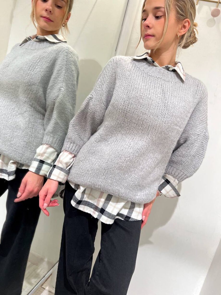 Shop Online Maglione ampio girocollo grigio perla Vicolo