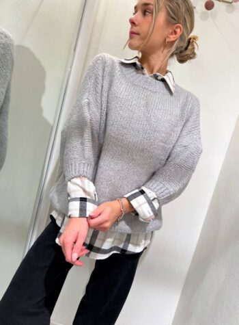 Shop Online Maglione ampio girocollo grigio perla Vicolo