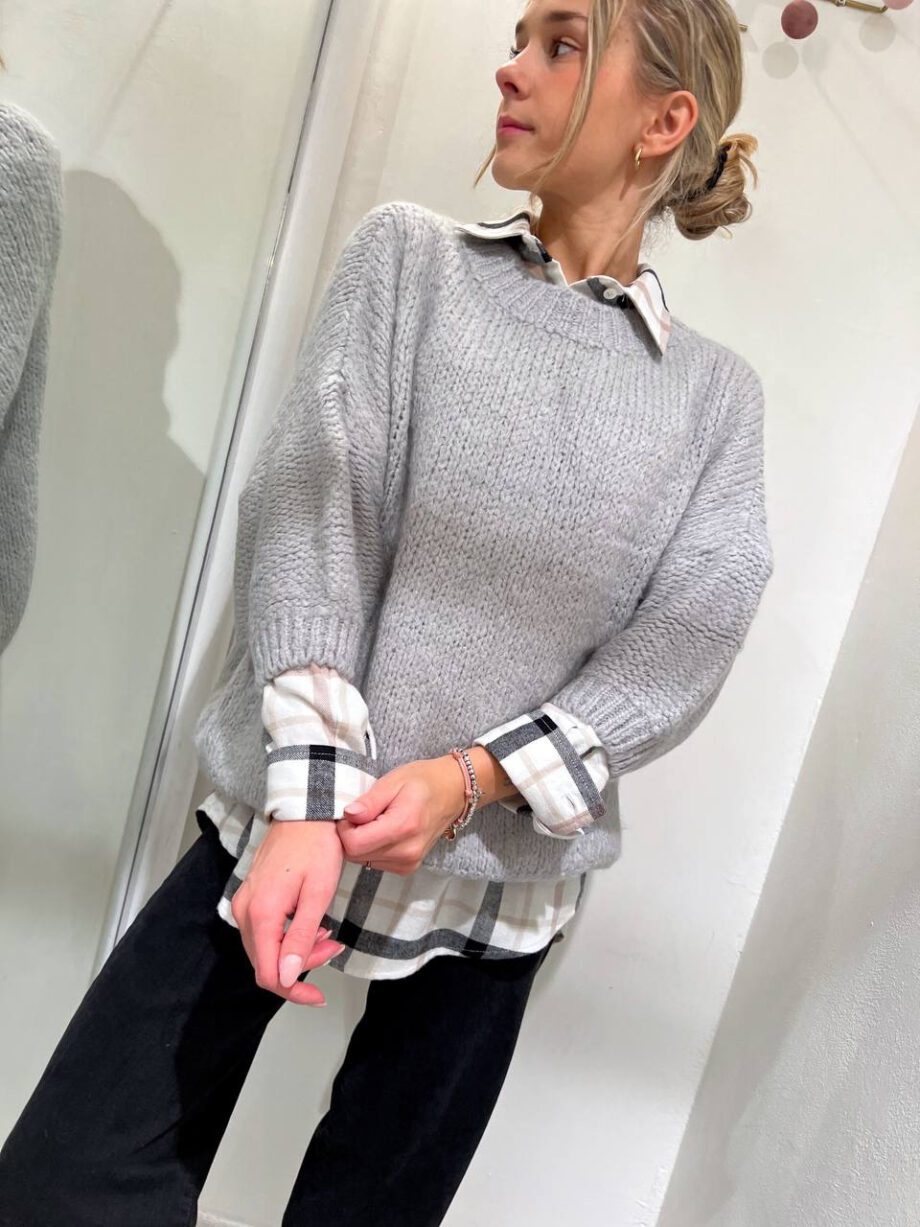 Shop Online Maglione ampio girocollo grigio perla Vicolo