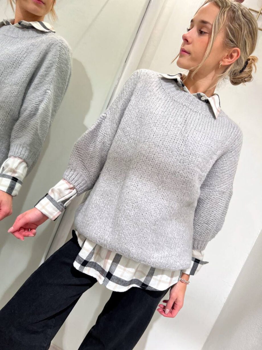 Shop Online Maglione ampio girocollo grigio perla Vicolo