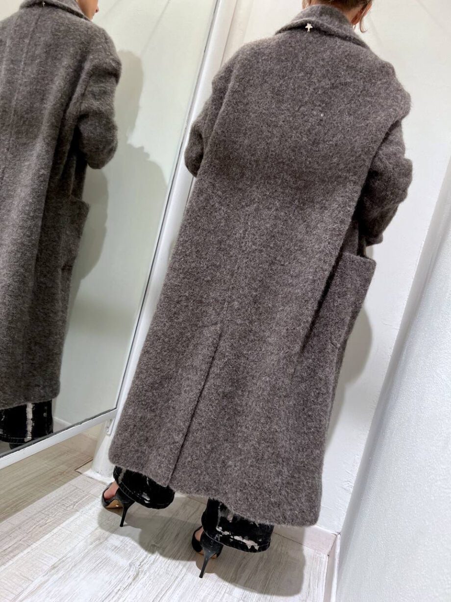Shop Online Cappotto lungo tortora in lana Souvenir