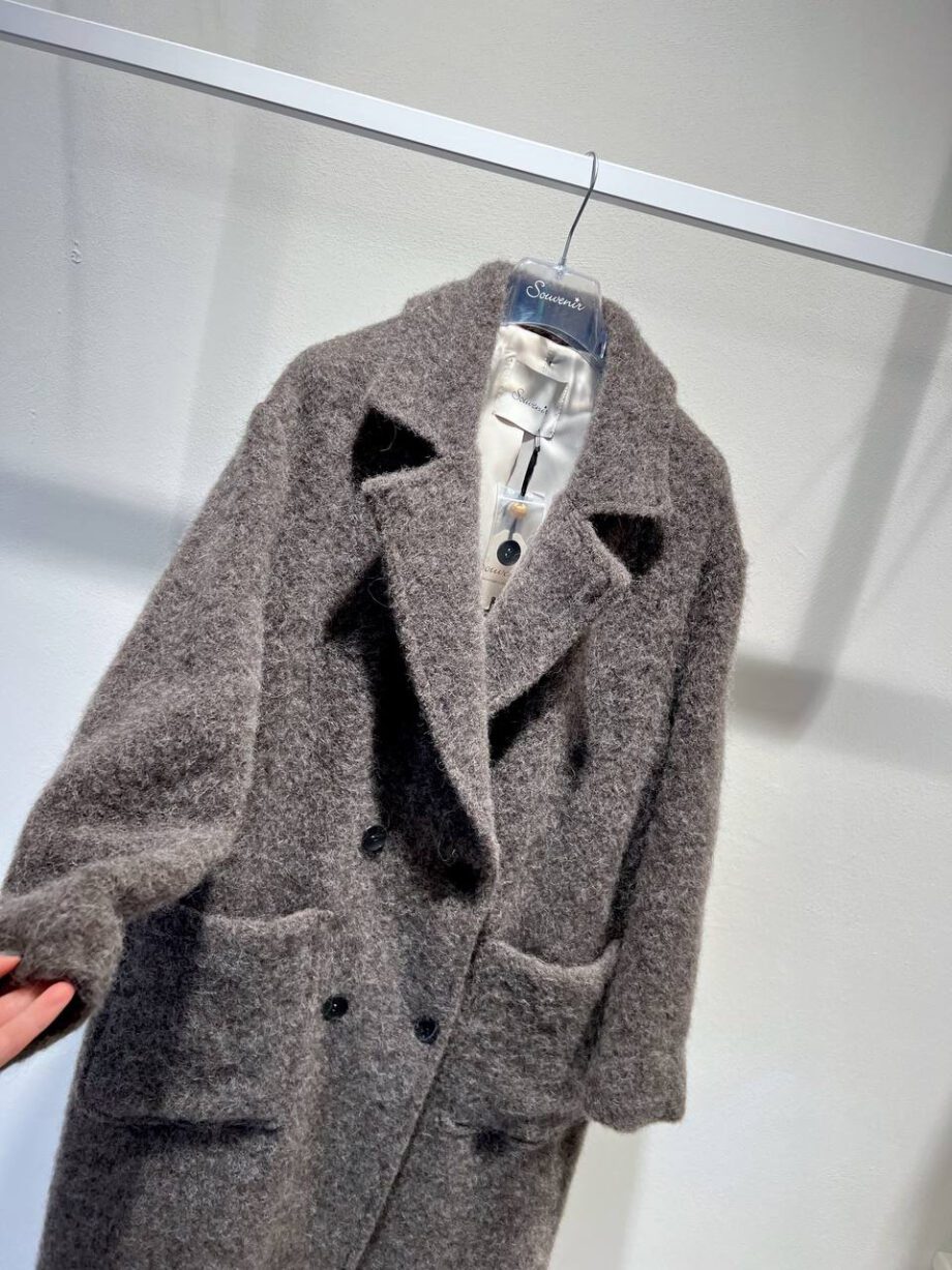 Shop Online Cappotto lungo tortora in lana Souvenir