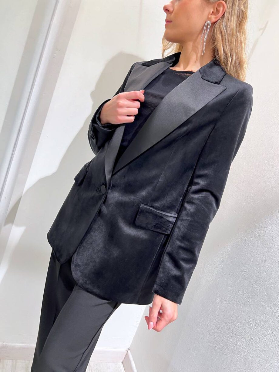 Shop Online Blazer un bottone nero in velluto Vicolo