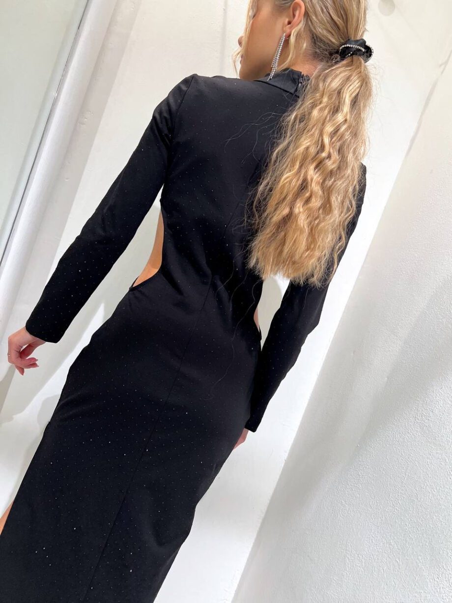 Shop Online Vestito lungo nero con strass cut out Vicolo