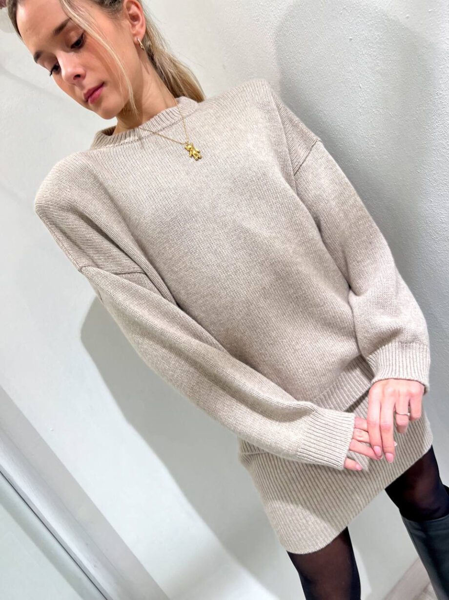 Shop Online Minigonna in maglia beige a coste Vicolo