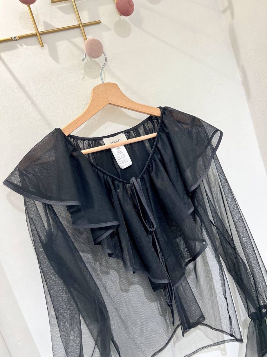 Shop Online Blusa in tulle nera con rouches Vicolo
