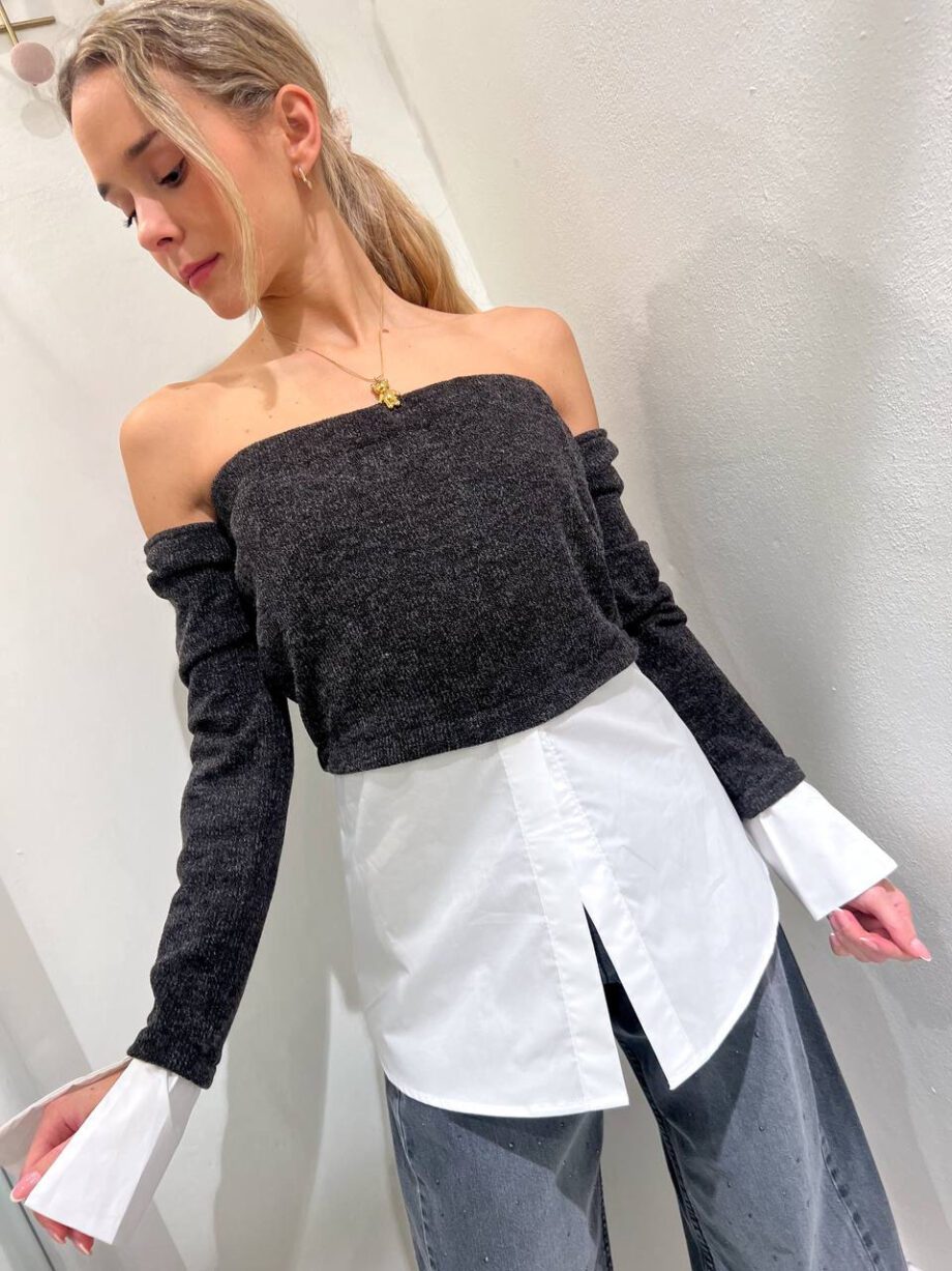 Shop Online Top bustier camicia in maglia antracite HaveOne