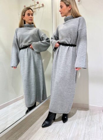 Shop Online Vestito lungo over grigio in maglia Vicolo