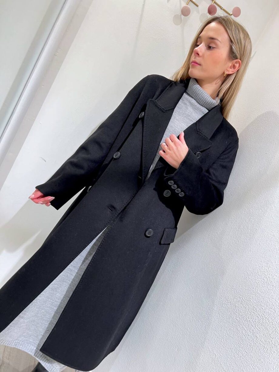 Shop Online Cappotto lungo doppiopetto nero Vicolo