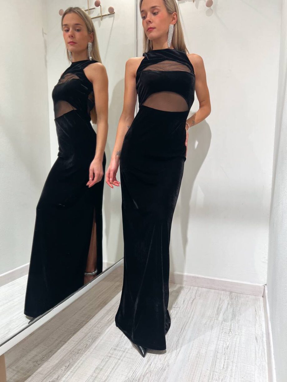 Shop Online Vestito lungo nero in velluto HaveOne