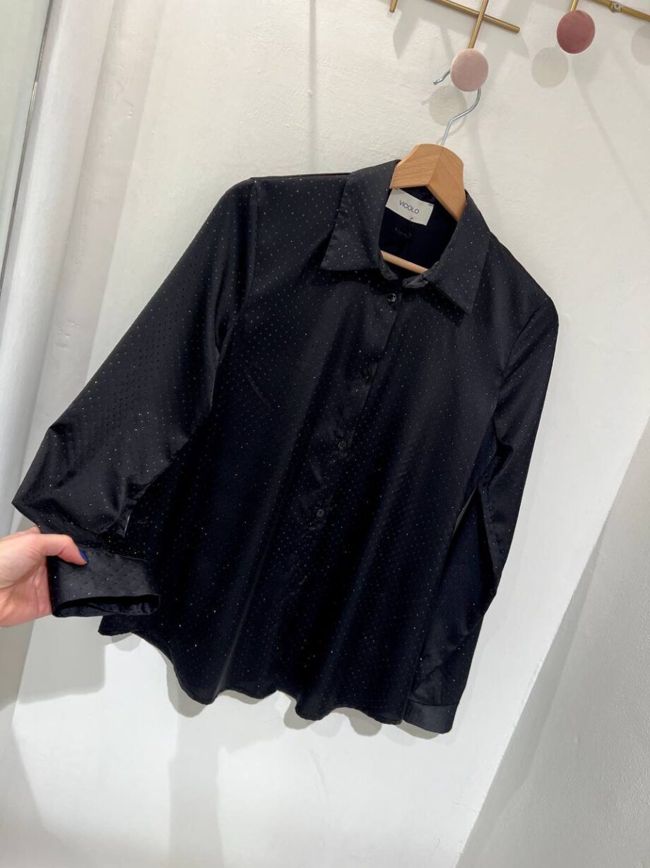 Shop Online Camicia nera in raso con pois glitter Vicolo