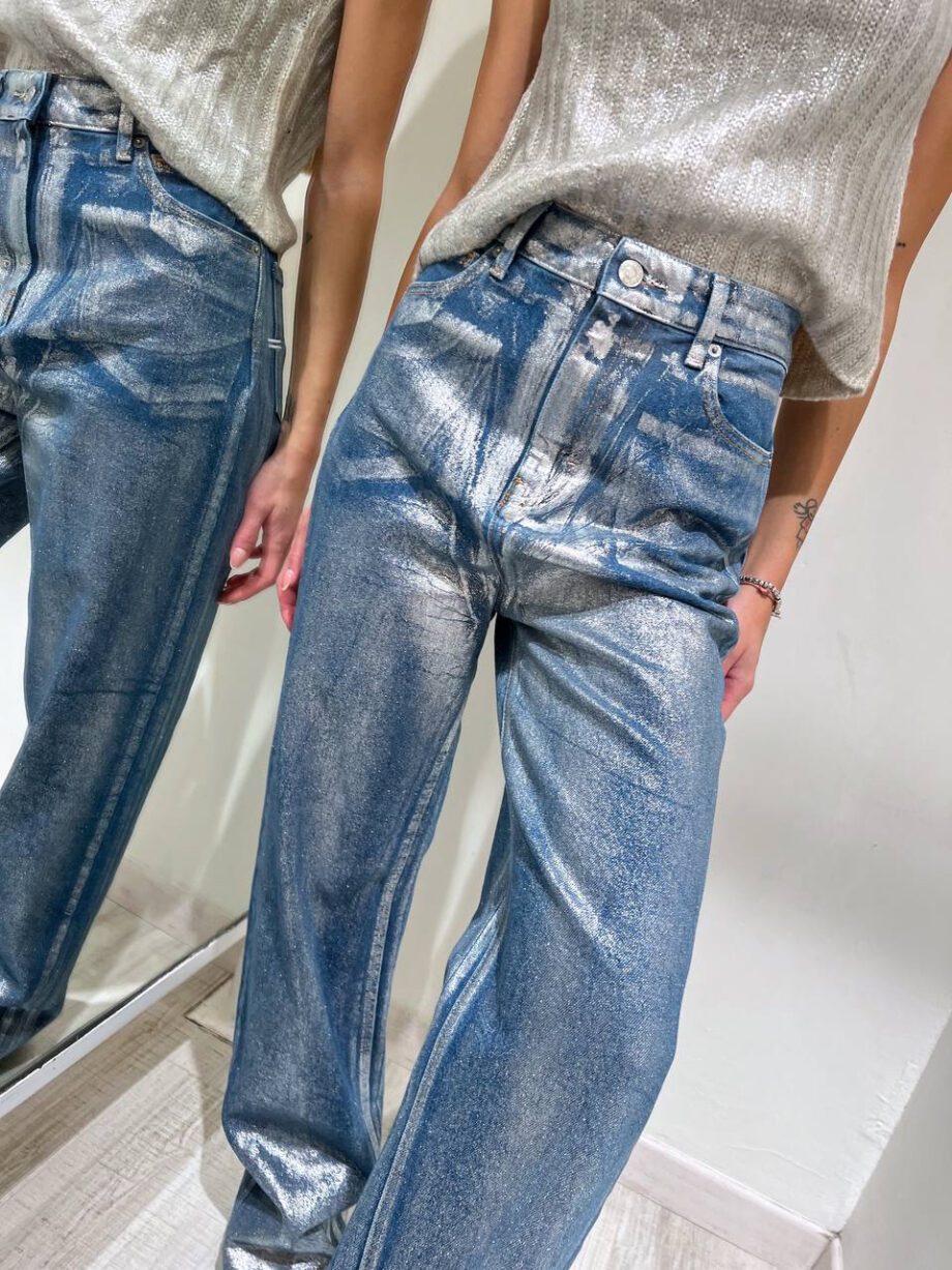 Shop Online Jeans dritto blu laminato argento Vicolo