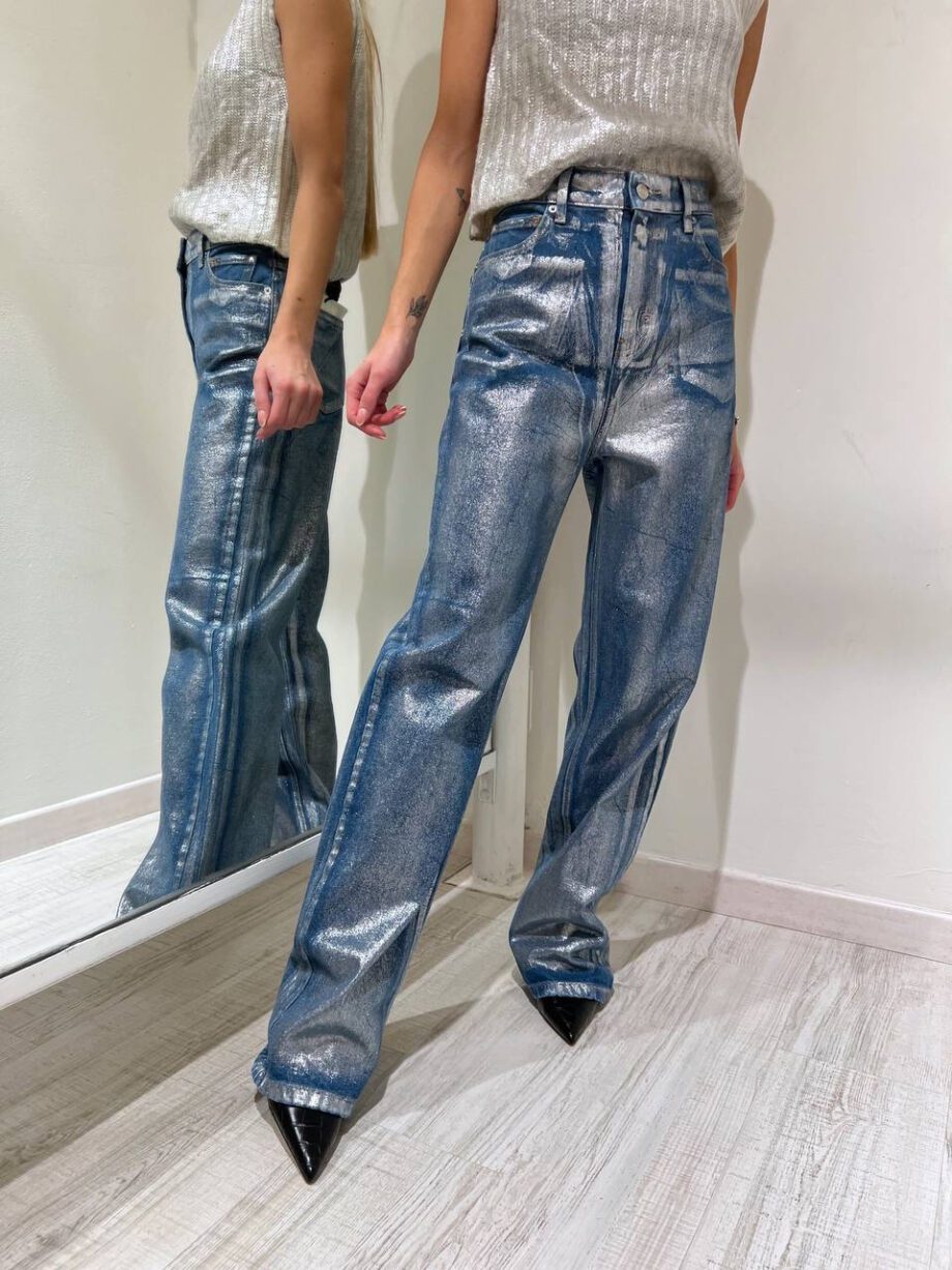 Shop Online Jeans dritto blu laminato argento Vicolo