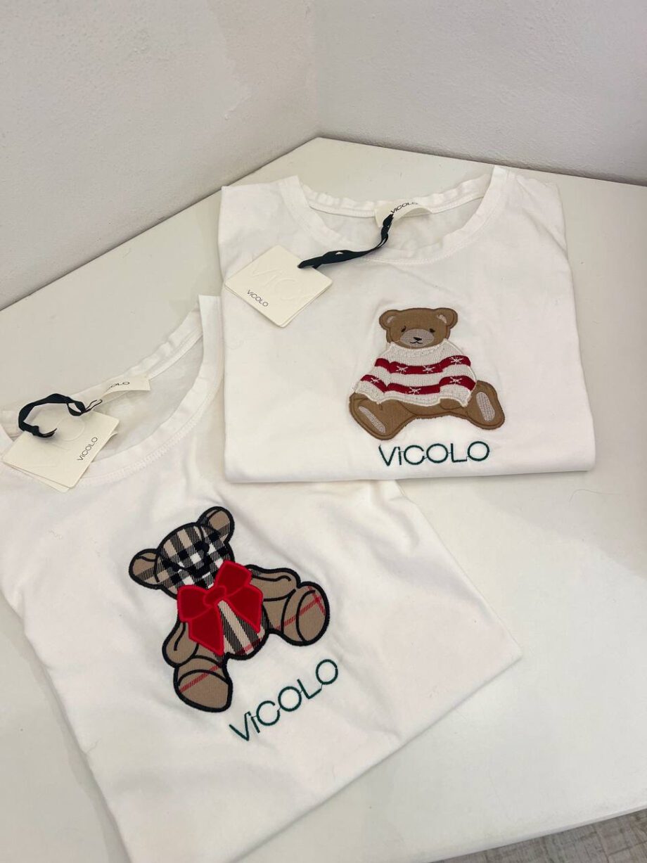 Shop Online T-shirt bianca con patch teddy Vicolo