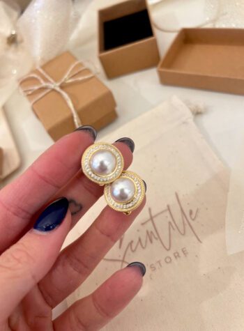 Shop Online Orecchini perle forma rotonda oro