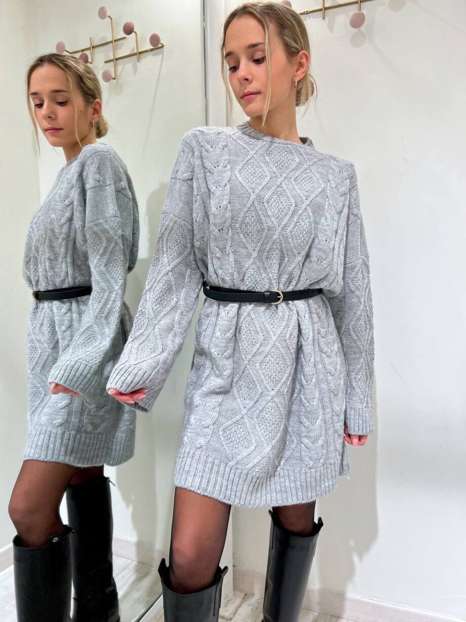 Shop Online Vestito corto in maglia trecce grigio Vicolo