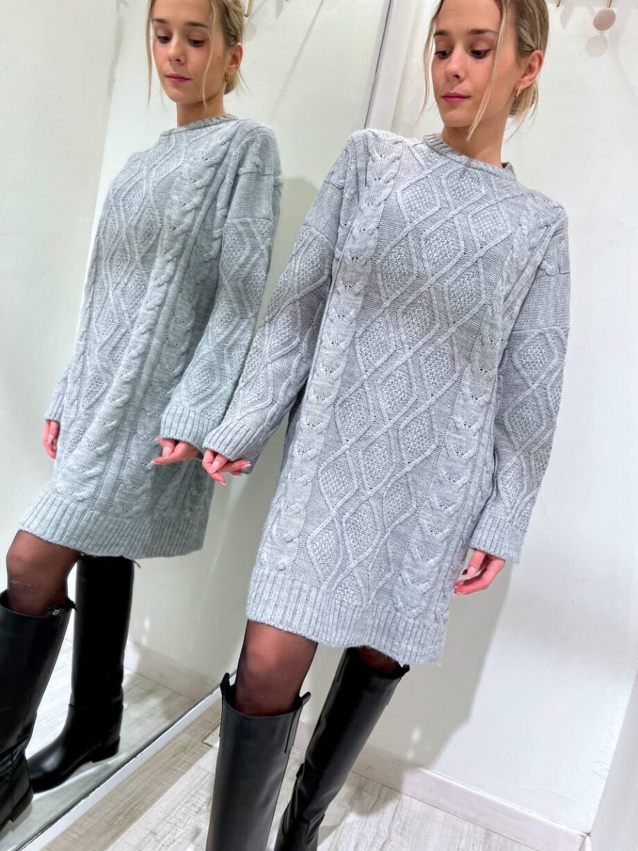Shop Online Vestito corto in maglia trecce grigio Vicolo