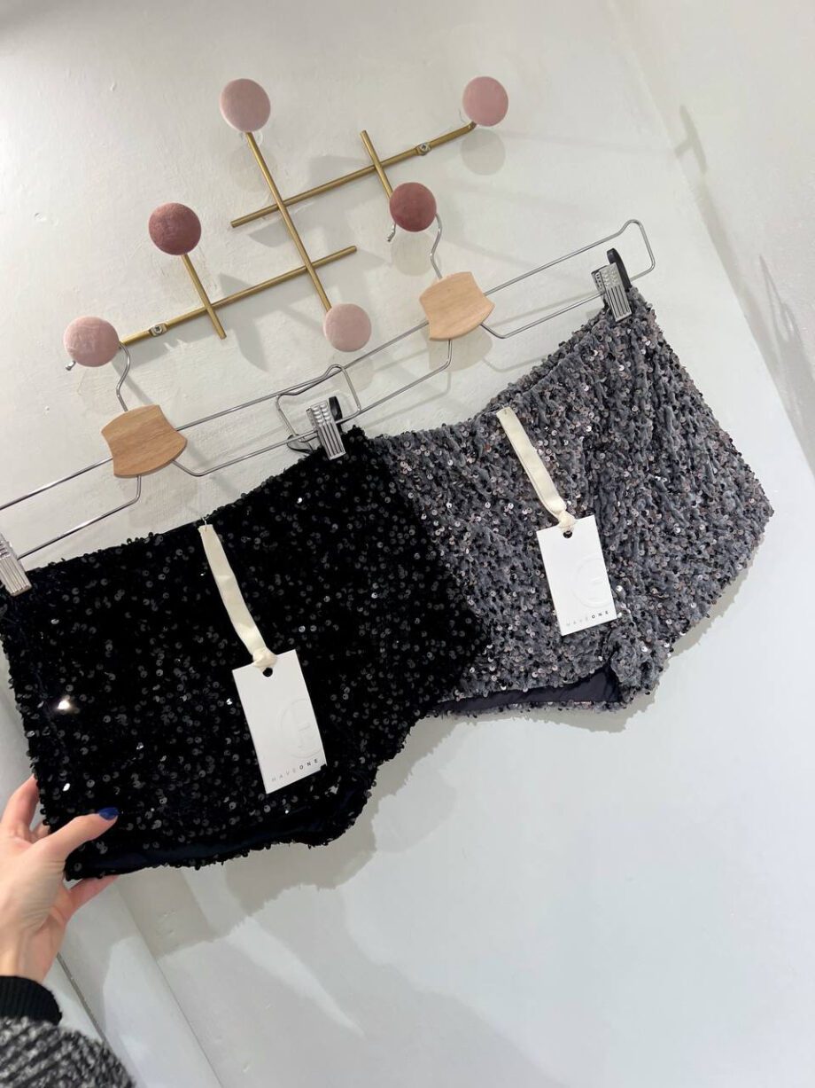 Shop Online Culotte grigia in ciniglia con paillettes HaveOne