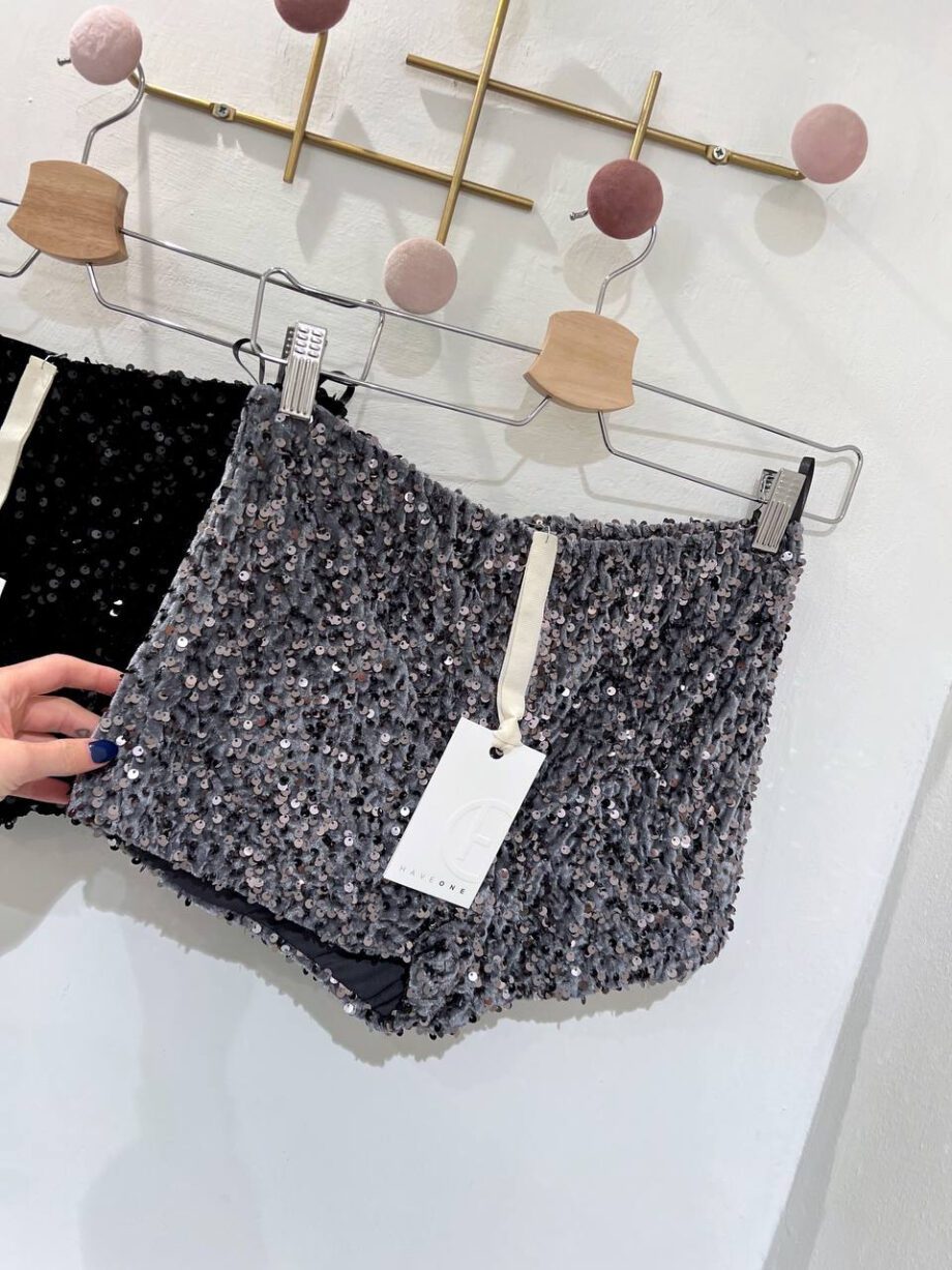 Shop Online Culotte grigia in ciniglia con paillettes HaveOne