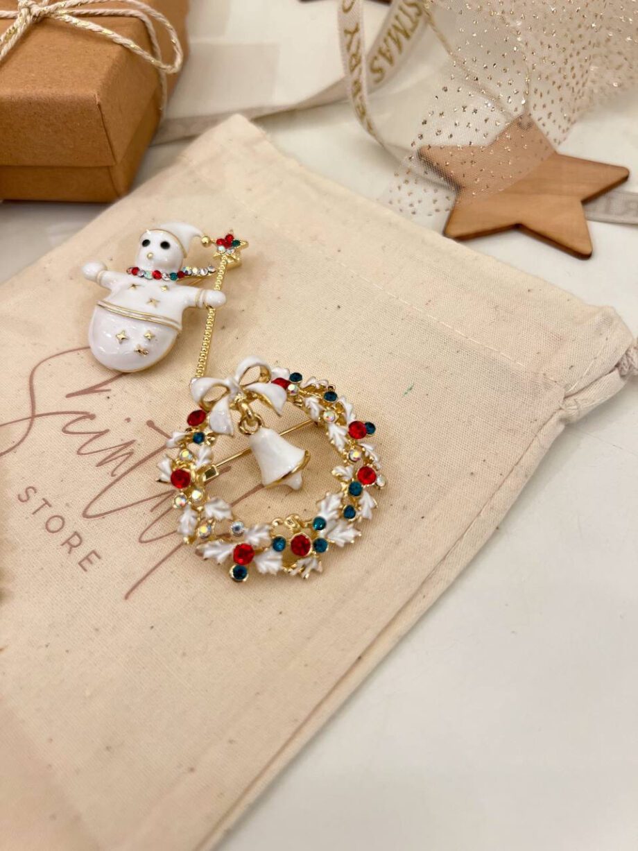 Shop Online Spilla dorata albero di Natale bianco