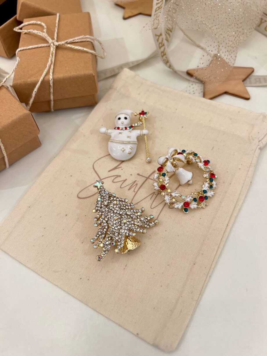 Shop Online Spilla dorata albero di Natale bianco