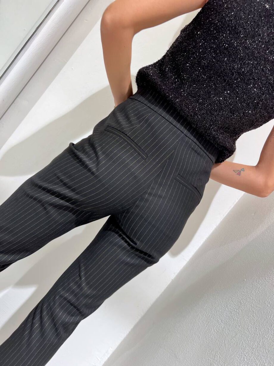 Shop Online Pantalone nero a zampa fili lurex oro Vicolo