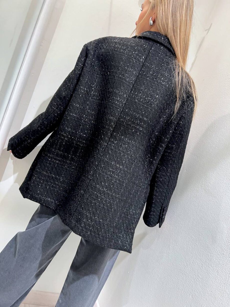 Shop Online Blazer oversize nero in tweed Vicolo