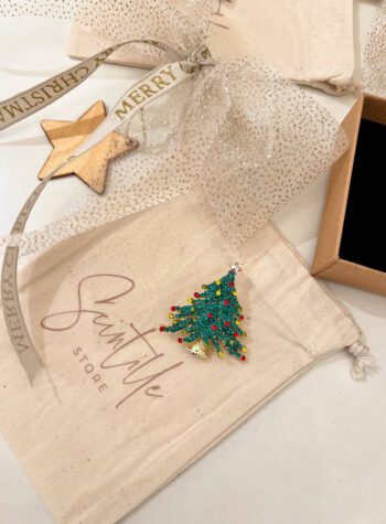 Shop Online Spilla dorata albero di Natale verde